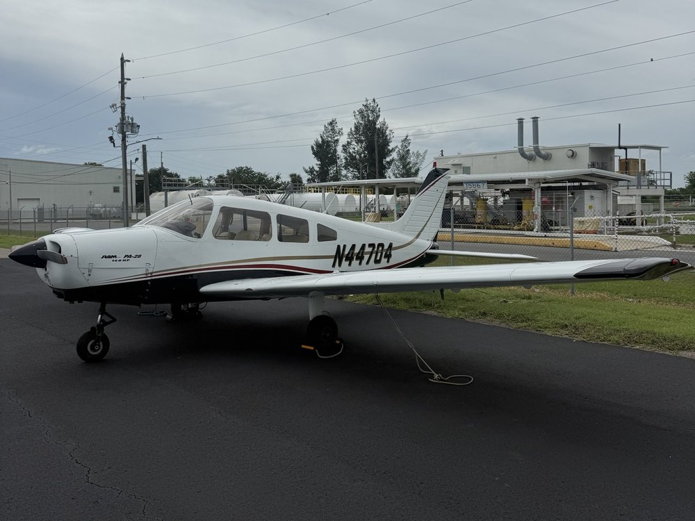 N44704 parked on the ramp, front-quarter view